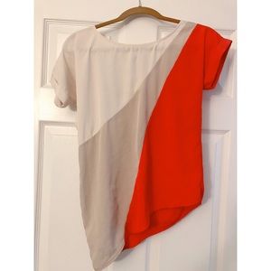 Short sleeve color block blouse